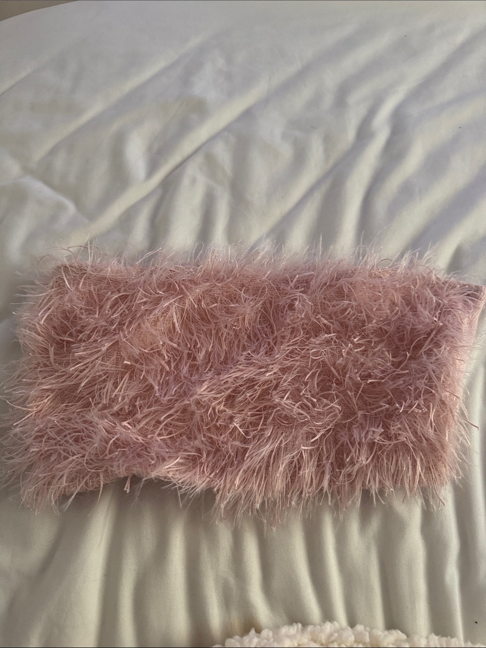 Pink Feather Faux Fur Bandeau top  - Women Accessories